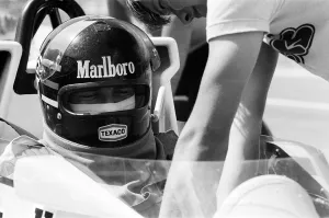 James Hunt puts his new car, the Marlborough-McLaren M. 26