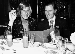James Hunt at his Stag Night party at the Trader Vics Club in Park Lane, London