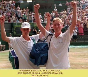 JAMES TROTMAN & MARTIN LEE BOYS DOUBLES WINNERS AT WIMBLEDON 05 / 07 / 1997
