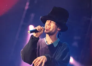 Microphone Prints: Jamiroquai - Jay Kay performing in concert at Newcastle Arena. 10th April 1997