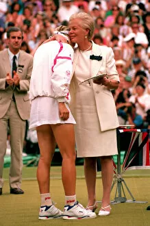01478 Collection: JANA NOVOTNA ON COURT BEING COMFORTED BY THE DUCHESS OF KENT AS SHE IS AWARDED WITH HER