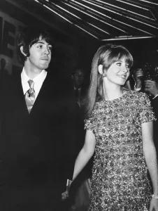 Jane Asher tv presenter and actress with Paul McCartney at the premiere of How I Won