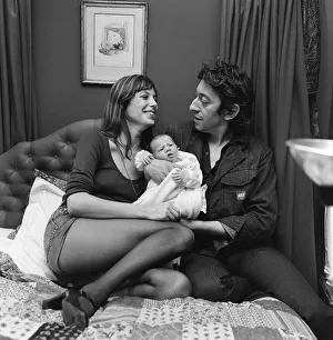 Baby Prints: Jane Birkin, English actress with baby daughter Charlotte Lucy Gainsbourg