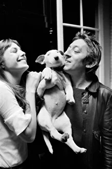 00538 Prints: Jane Birkin and Serge Gainsbourg May 1972 at their Paris luxury home