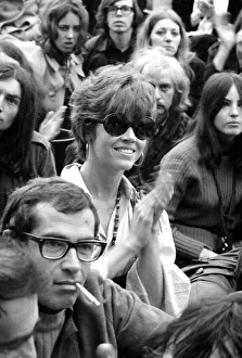 Jane Fonda and Roger Vadim applauding The Who at The Isle of Wight Festival