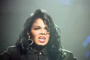 Janet Jackson performing on her Rhythm Nation World Tour at Wembley Arena