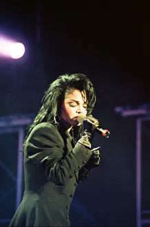 Janet Jackson performing on her Rhythm Nation World Tour at Wembley Arena