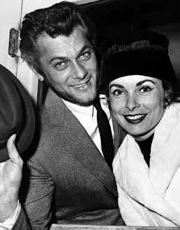 Janet Leigh Actress with husband Tony Curtis at Paddington Station May 1957