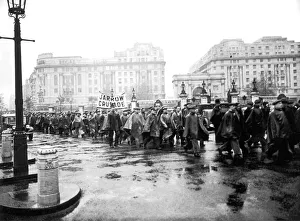 Unemployment Prints: Jarrow marchers seen here arriving at Marble Arch on the last leg of the march 31st