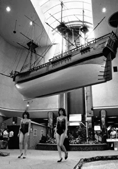 Jayne Tarpey and Emma Edwards under a replica of Captain Cooks ship