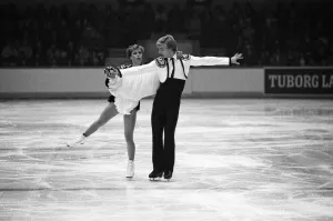 Jayne Torvill and Christopher Dean ice skating in Nottingham. 20th November 1983
