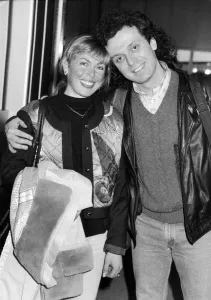 Jayne Torvill and her new husband Phil Christenson leaving Heathrow fror Chicago