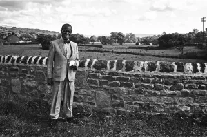 Jazz musician Louis Armstrong seen here in the Yorkshire countryside whilst visiting