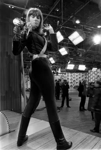 Jean Marsh as Sara Kingdom on the set of Dr Who in a 12-part serial The Daleks