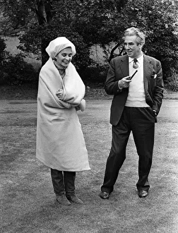 Jean Simmons in Film Life at the Top May 1965 wrapped in blanket on location in