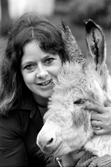Jean Wooler and Misty'the donkey. January 1975 75-00591-004