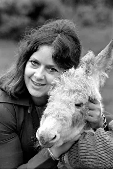 Jean Wooler and Misty'the donkey. January 1975 75-00591-005
