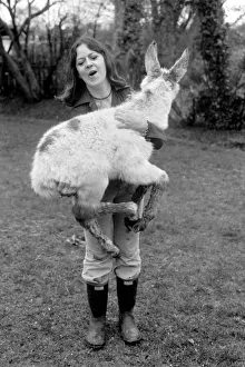 Jean Wooler and Misty'the donkey. January 1975 75-00591