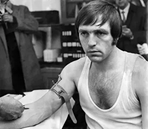 Jeff Astle undergoing a blood test as the England team prepare for the upcoming World Cup