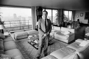 Author Prints: Jeffrey Archer in the living area of his sumptuous penthouse flat overlooking the Thames