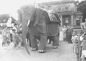Jenny 1, the mechanical elephant on Paignton seafront in July 1957