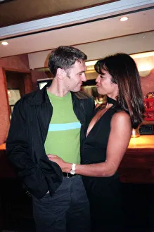 Jenny Powell TV Presenter January 1999 with boyfriend Toby Baxendell at the Vivienne