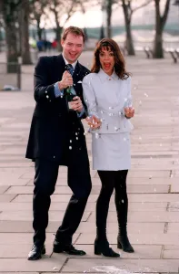 Jenny Powell TV Presenter with the new Wheel Of Fortune presenter John Leslie