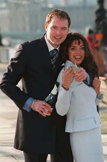 Jenny Powell TV Presenter with the new Wheel Of Fortune presenter John Leslie