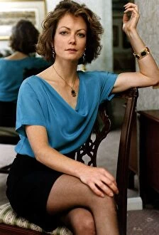 Images Dated 20th August 1990: Jenny Seagrove Actress sitting on a Chair with her hand resting on the back pictured in