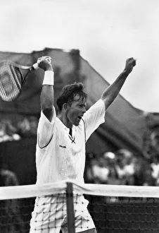 00023 Prints: Jeremy Bates celebrates after beating Michael Chang at Wimbledon