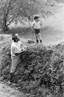 Jeremy Thorpe holidaying at home at his thatched cottage near Cobbaton, Umberleigh, Devon
