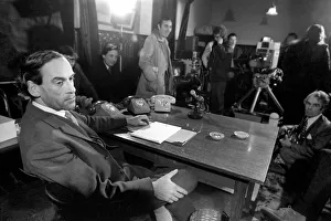 Jeremy Thorpe leader of the liberal party holds a press conference before embarking