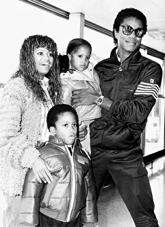 Jermaine Jackson Singer arriving at Heathrow airport with his Wife Hazel