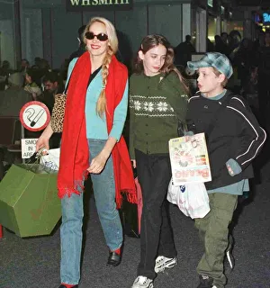 Jerry Hall and children Elizabeth Scarlet and James leaveing Heathrow for Christmas in