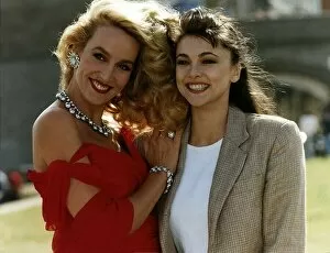 Images Dated 22nd August 1990: Jerry Hall Supermodel and Emma Samms Actress pose for a publicity shot for their new film