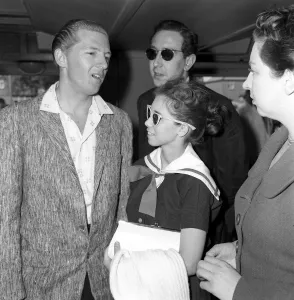 Jerry Lee Lewis Rock and Roll singer May 1958 with his 13 year old wife Myra