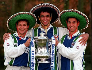 Jesus Seba Roberto Martinez and Isdro Diaz Wigans three new Spanish players posing with