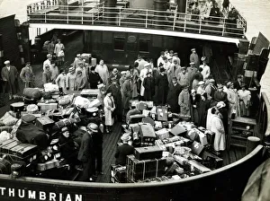 Refugees Prints: Jewish refugees on board the Polish liner Pilsudster at Newcastle Quay October 1939