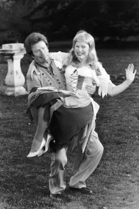 Jim Davidson comedian and actress Diane Lee dressed in their parts for play called