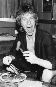 Dressing Room Prints: Jim Davidson eating fry-up bangers and mash in his dressing room between shows - January