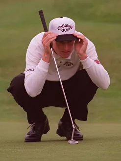 Crouching Prints: Jim Furyk on the 3rd Green at the British Open Golf Championships at Birkdale 1998