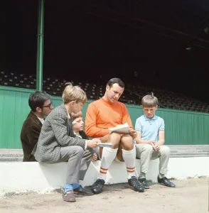 Blackpool Prints: Jimmy Armfield (James C Armfield) pictured signing autographs to young fans