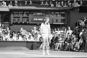 01229 Prints: Jimmy Connors v John McEnroe, Wimbledon Mens Semi Final, Thursday 30th June 1977