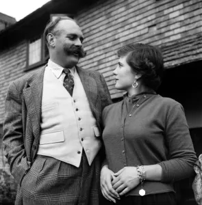 Jimmy Edwards and his fiance Miss Anne Michelle Carew-Gibbs at her home in Cowfold