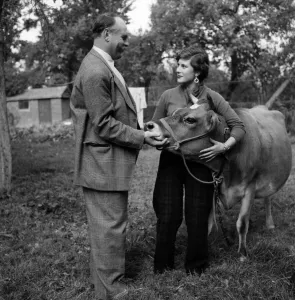 Jimmy Edwards and his fiance Miss Anne Michelle Carew-Gibbs at her home in Cowfold