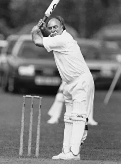 Jimmy Greaves Playing cricket for the Norma Major Cricket XI. 12th July 1991