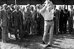 Swing Prints: Jimmy Hill swings into action to open the golf driving range at Packington Park