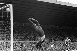 Goalkeeper Prints: Jimmy Rimmer Manchester United goalkeeper dives 1969 against Watford