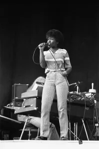 00889 Prints: Joan Armatrading seen here performing on stage at The Picnic concert at Blackbushe