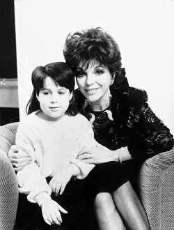 Woman And Child Prints: Joan Collins actress and friend open Somersets Kerland Foundation, July 1988